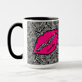 Eenvoudige Zebra met roze lippen gepersonaliseerd Mok