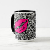 Eenvoudige Zebra met roze lippen gepersonaliseerd Mok (Voorkant links)