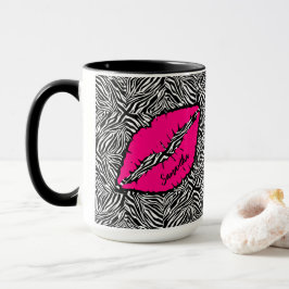 Eenvoudige Zebra met roze lippen gepersonaliseerd Mok