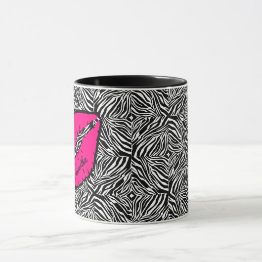 Eenvoudige Zebra met roze lippen gepersonaliseerd Mok (Midden)