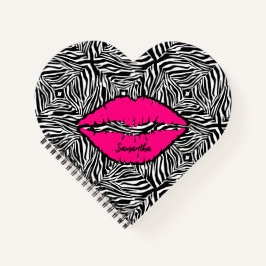 Eenvoudige Zebra met roze lippen gepersonaliseerd Notitieboek
