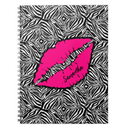 Eenvoudige Zebra met roze lippen gepersonaliseerd Notitieboek
