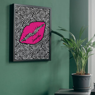 Eenvoudige Zebra met roze lippen gepersonaliseerd Perfect Poster