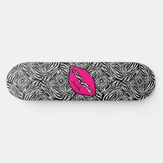 Eenvoudige Zebra met roze lippen gepersonaliseerd Persoonlijk Skateboard (Horizontaal)