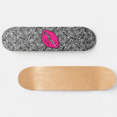 Eenvoudige Zebra met roze lippen gepersonaliseerd Persoonlijk Skateboard (Horizontaal)