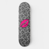Eenvoudige Zebra met roze lippen gepersonaliseerd Persoonlijk Skateboard (Voorkant)