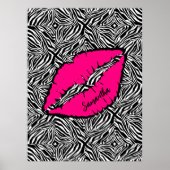 Eenvoudige Zebra met roze lippen gepersonaliseerd Poster (Voorkant)