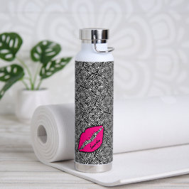 Eenvoudige Zebra met roze lippen gepersonaliseerd Waterfles
