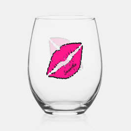 Eenvoudige Zebra met roze lippen gepersonaliseerd Wijnglas Zonder Voet