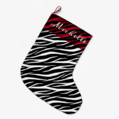 Eenvoudige Zebra Print Black White Cute Modern Pat Grote Kerstsok (Voorkant (Hangend))