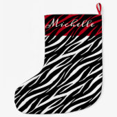 Eenvoudige Zebra Print Black White Cute Modern Pat Grote Kerstsok (Achterkant)