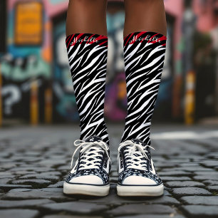 Eenvoudige Zebra Print Black White Cute Modern Pat Sokken