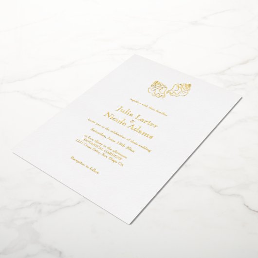 Eenvoudige Zee Schelpen Conch Minimalistische Trou Folie Uitnodiging (Gedraaid)