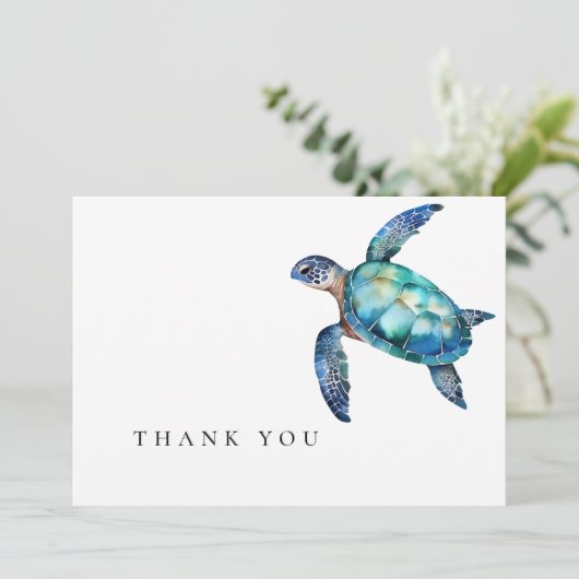 Eenvoudige Zee schildpad begrafenis Dank u Bedankkaart (Staand voorkant)