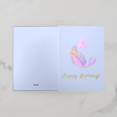 Eenvoudige zeemeermin verjaardag blauw folie wenskaart (Buiten Laag)