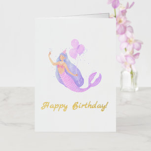Eenvoudige Zeemeermin Verjaardag Folie Wenskaart