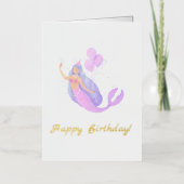 Eenvoudige Zeemeermin Verjaardag Folie Wenskaart (Voorkant)