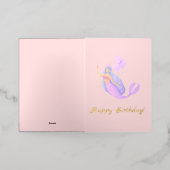 Eenvoudige Zeemeermin Verjaardag Roze Peach Folie Wenskaart (Buiten Laag)