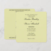 Eenvoudige, zeer lichte, gele huwelijksuitnodiging kaart (Voorkant / Achterkant)