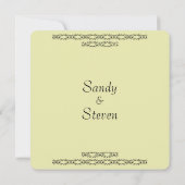 Eenvoudige, zeer lichte, gele huwelijksuitnodiging kaart (Achterkant)