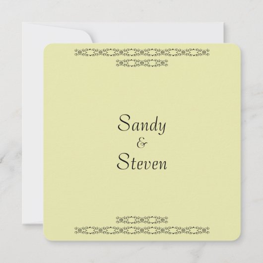 Eenvoudige, zeer lichte, gele huwelijksuitnodiging kaart (Achterkant)