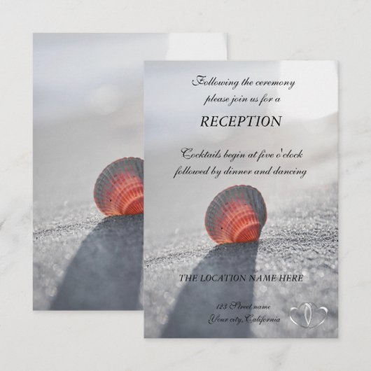 Eenvoudige zeeschelp, harten receptie kaart (Voorkant / Achterkant)
