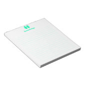 Eenvoudige zeeschuim groene strik script aangepast notitieblok (Schuin)