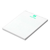 Eenvoudige zeeschuim groene strik script aangepast notitieblok (Linkerzijde)