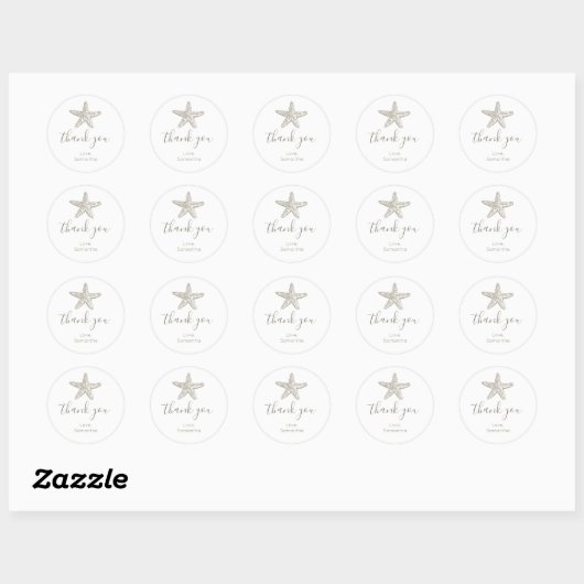 Eenvoudige Zeester baby shower Dank je wel Ronde Sticker (Vel)