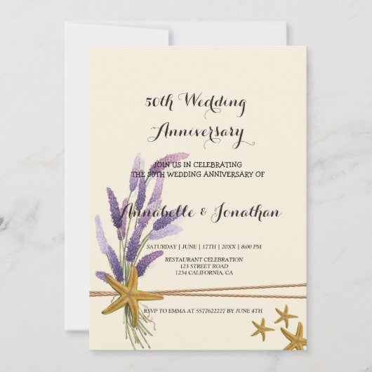  Eenvoudige zeester Bruiloft Jubileum Kaart (Voorkant)