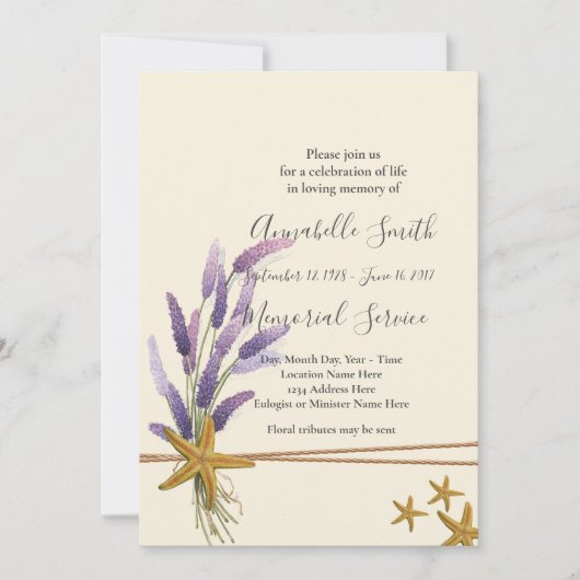  eenvoudige zeester Loving Memory Kaart (Voorkant)