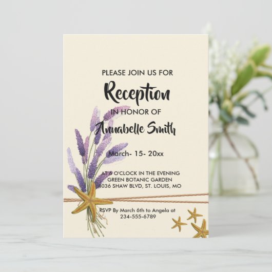  Eenvoudige zeester Receptie Kaart (Staand voorkant)