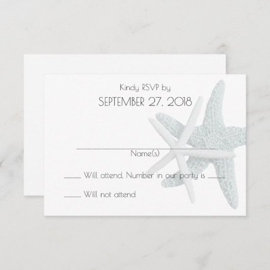 Eenvoudige Zeester Witte Trouw Antwoordkaarten RSVP Kaartje (Voorkant / Achterkant)