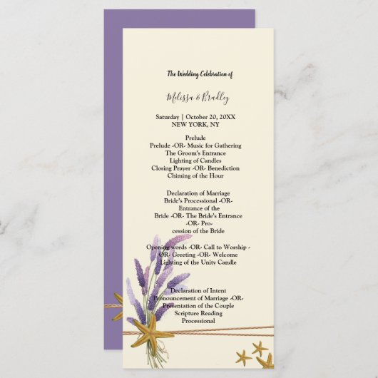  Eenvoudige zeesterren ceremonie Programma Programmakaart (Voorkant / Achterkant)