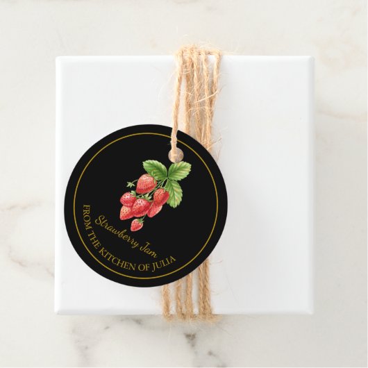 Eenvoudige zelfgemaakte aardbeienjam hangen Label  (In situ)