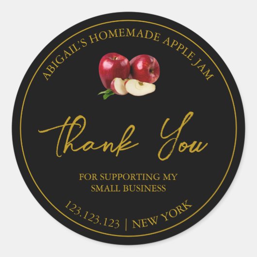 Eenvoudige zelfgemaakte Apple Jam Thank You Label (Voorkant)