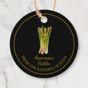 Eenvoudige zelfgemaakte asperges augurken hangen L Bedankjes Labels