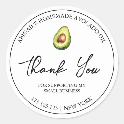 Eenvoudige zelfgemaakte avocado olie dank u label (Voorkant)
