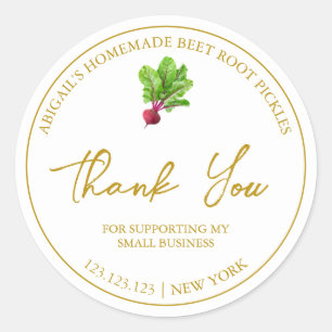 Eenvoudige zelfgemaakte bietenwortel augurk bedank ronde sticker