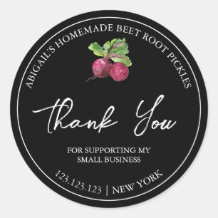 Eenvoudige zelfgemaakte bietenwortel augurk bedank ronde sticker