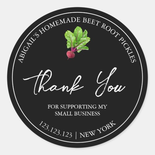 Eenvoudige zelfgemaakte bietenwortel augurk bedank ronde sticker (Voorkant)
