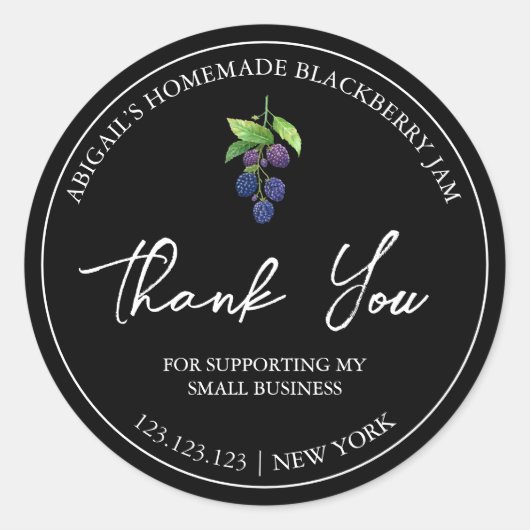 Eenvoudige zelfgemaakte BlackBerry Jam Bedankt Lab Ronde Sticker (Voorkant)