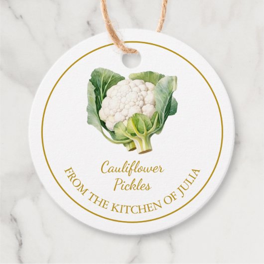 Eenvoudige zelfgemaakte bloemkool augurken hangen bedankjes labels (Voorkant)