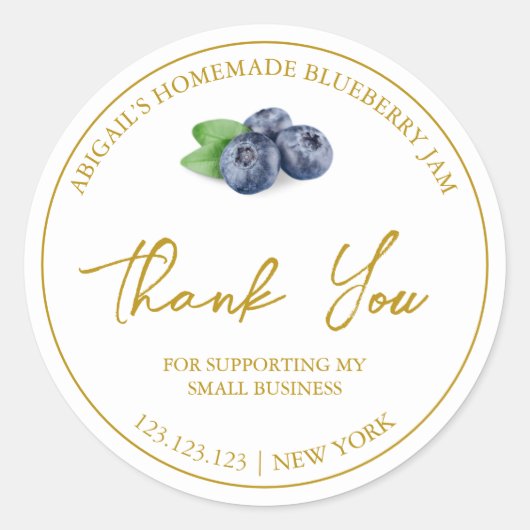 Eenvoudige zelfgemaakte Blueberry Jam Dank u Label (Voorkant)