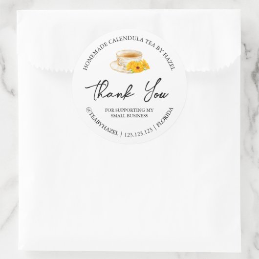 Eenvoudige zelfgemaakte calendula thee bedankt lab ronde sticker (Tas)