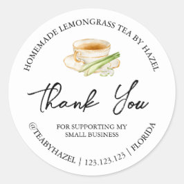 Eenvoudige zelfgemaakte citroengras thee bedankt l ronde sticker