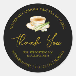 Eenvoudige zelfgemaakte citroengras thee bedankt l ronde sticker