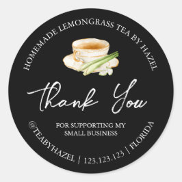 Eenvoudige zelfgemaakte citroengras thee bedankt l ronde sticker