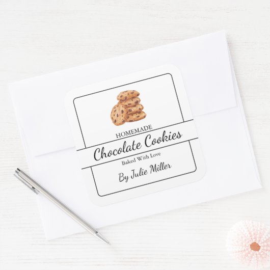 Eenvoudige zelfgemaakte Cookies Square Label (Envelop)