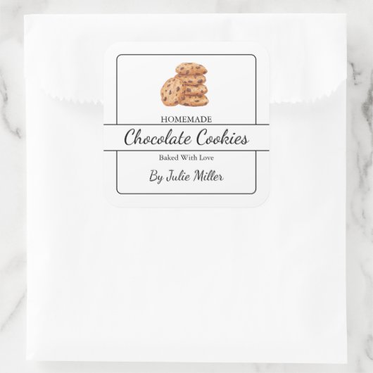 Eenvoudige zelfgemaakte Cookies Square Label (Tas)